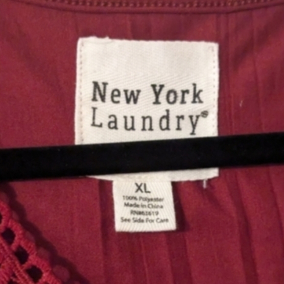 New York Laundry Women's Lace-Up Burgundy Sleeveless Blouse - Picture 3 of 4